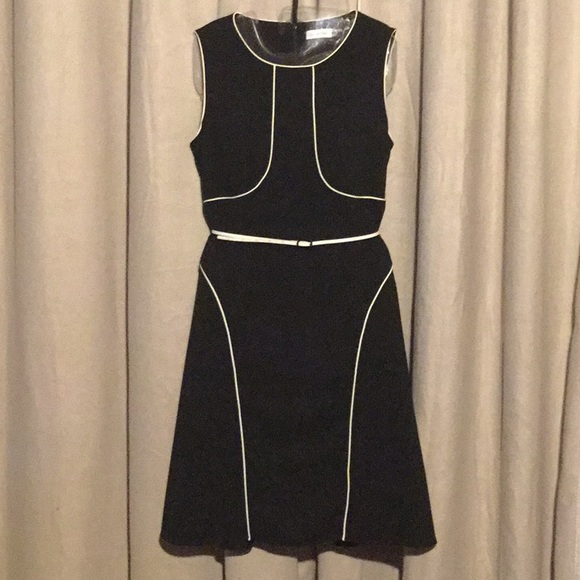 calvin klein black dress with white piping